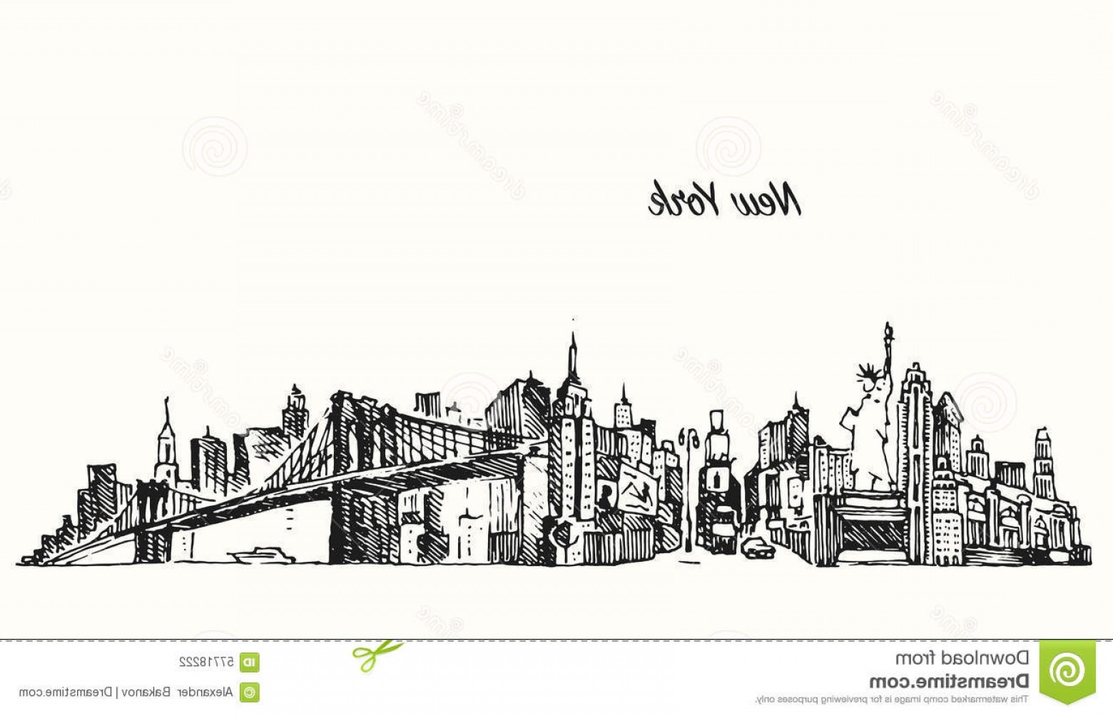 1560x1003 New York City Skyline Vector Illustration Sketch Stock Photo - New York Skyline Drawing