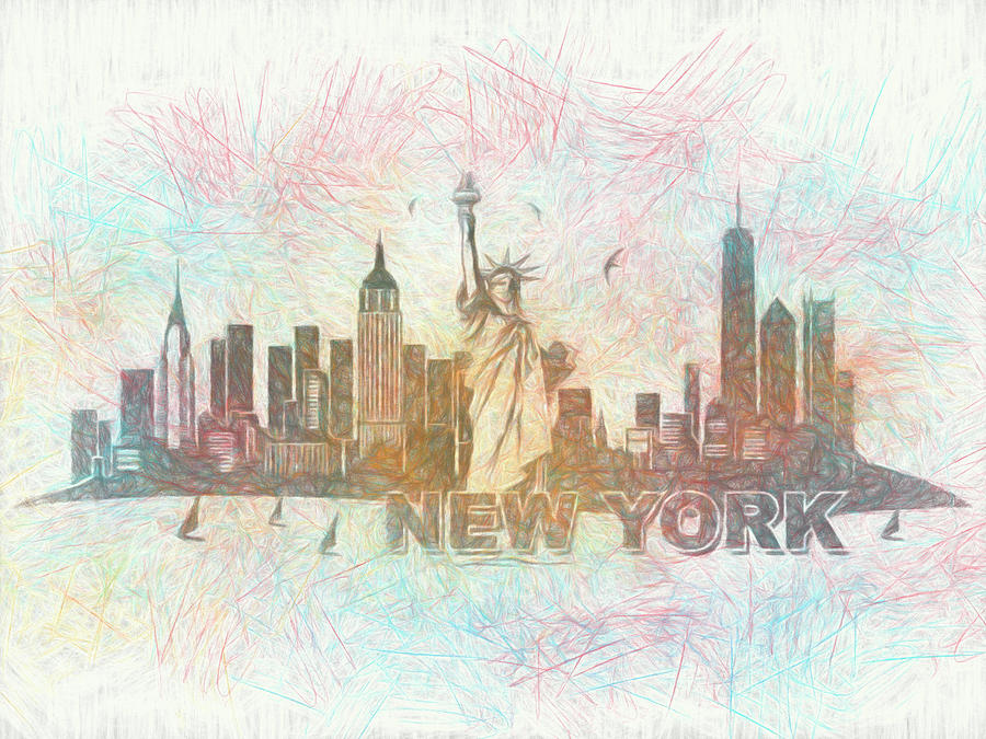 900x675 New York Skyline Drawing - New York Skyline Drawing