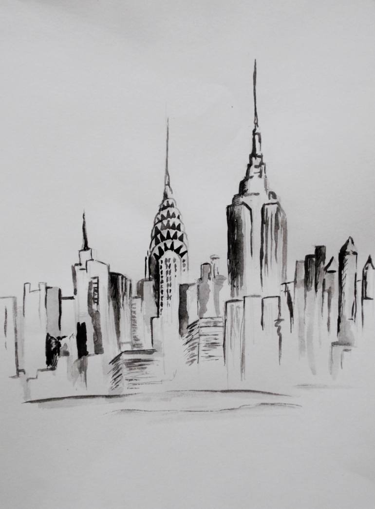 770x1043 New York Skyline Painting - New York Skyline Drawing