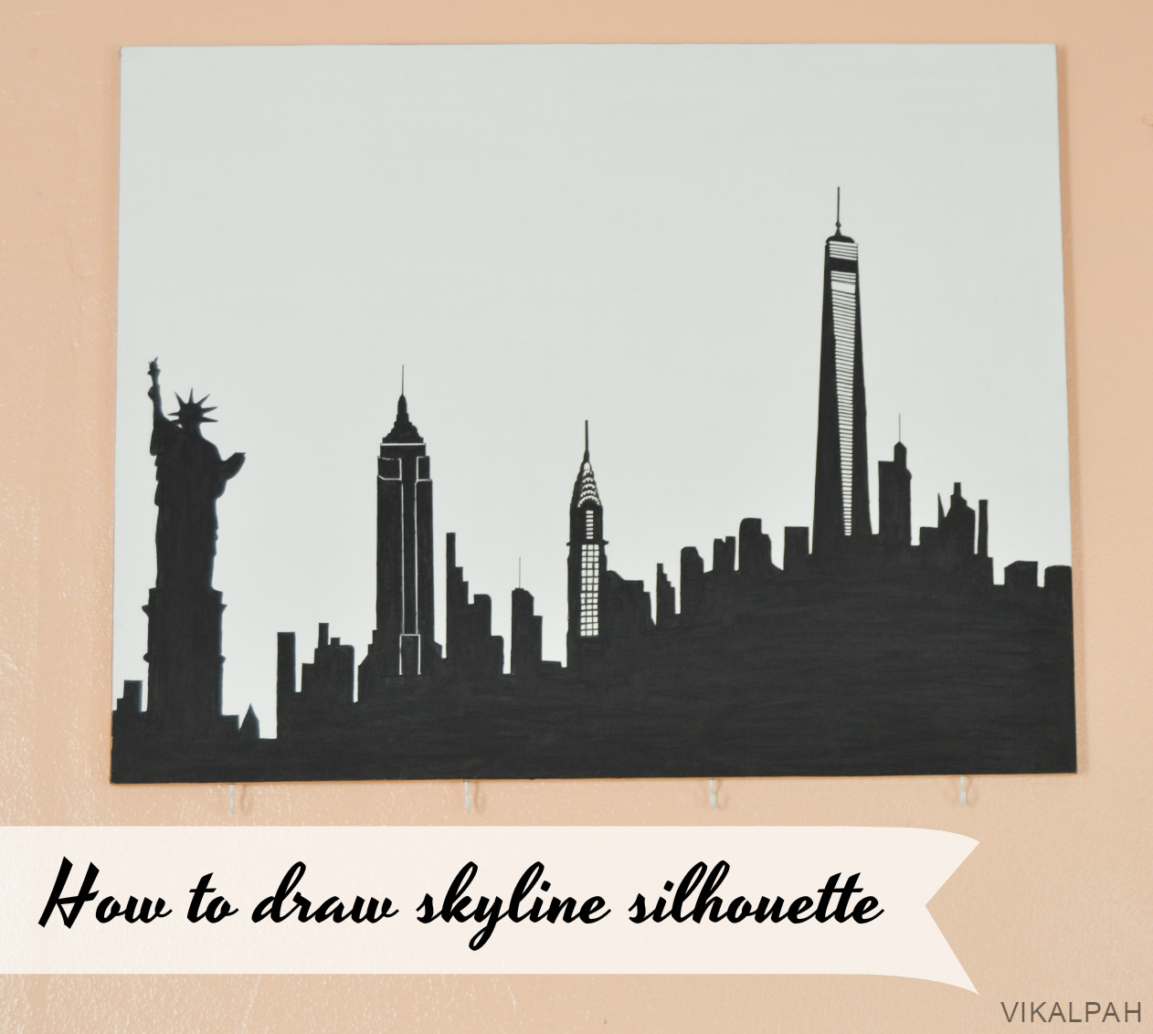 1262x1132 vikalpah how to draw skyline silhouette + ny gallery wall - New York Skyline Drawing