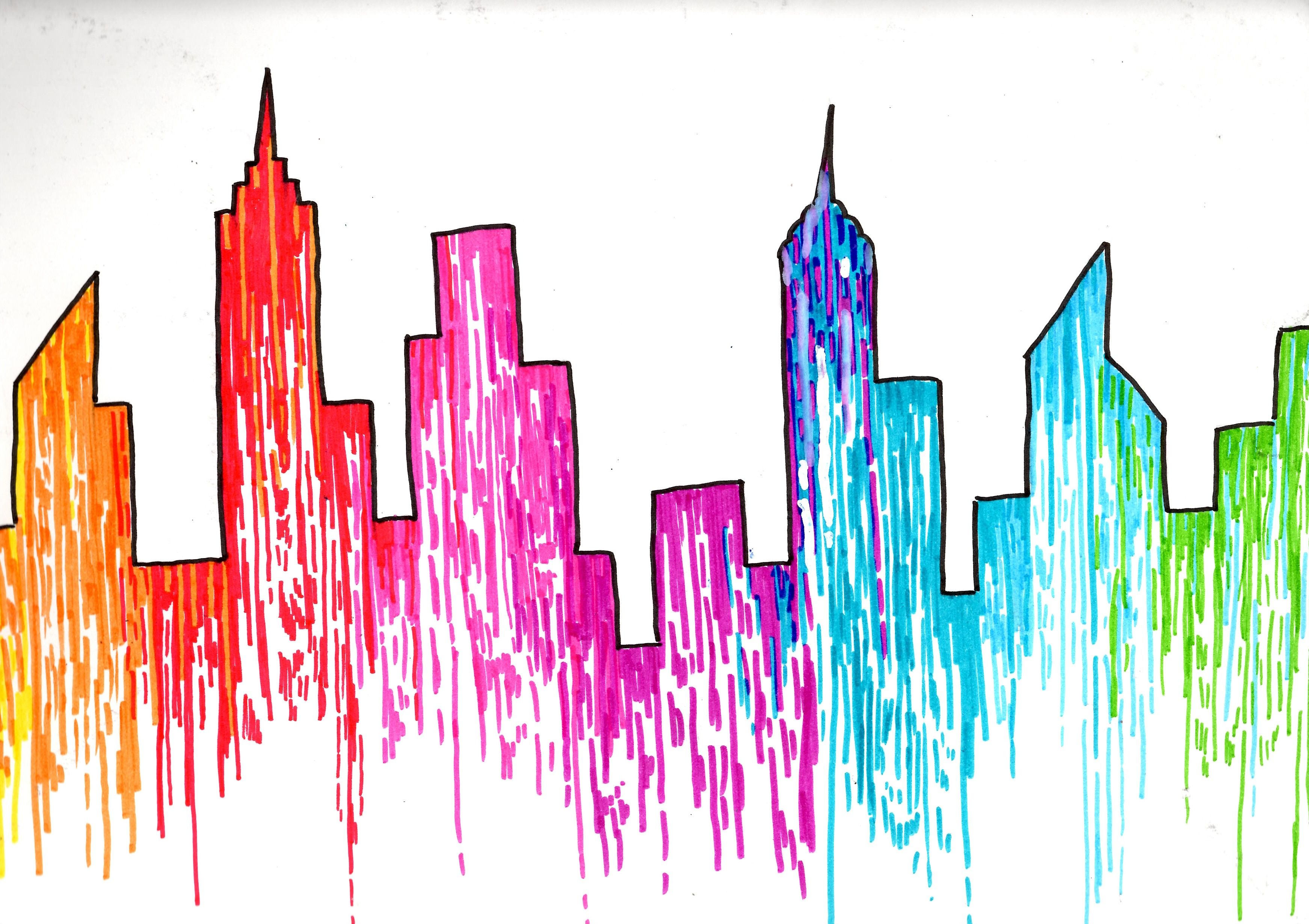 3485x2460 Laetitia Mamodaly - New York Skyline Drawing Color