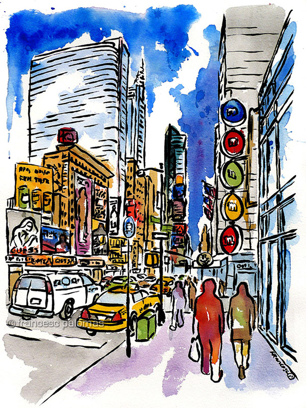 600x800 New York City - New York Skyline Drawing Color