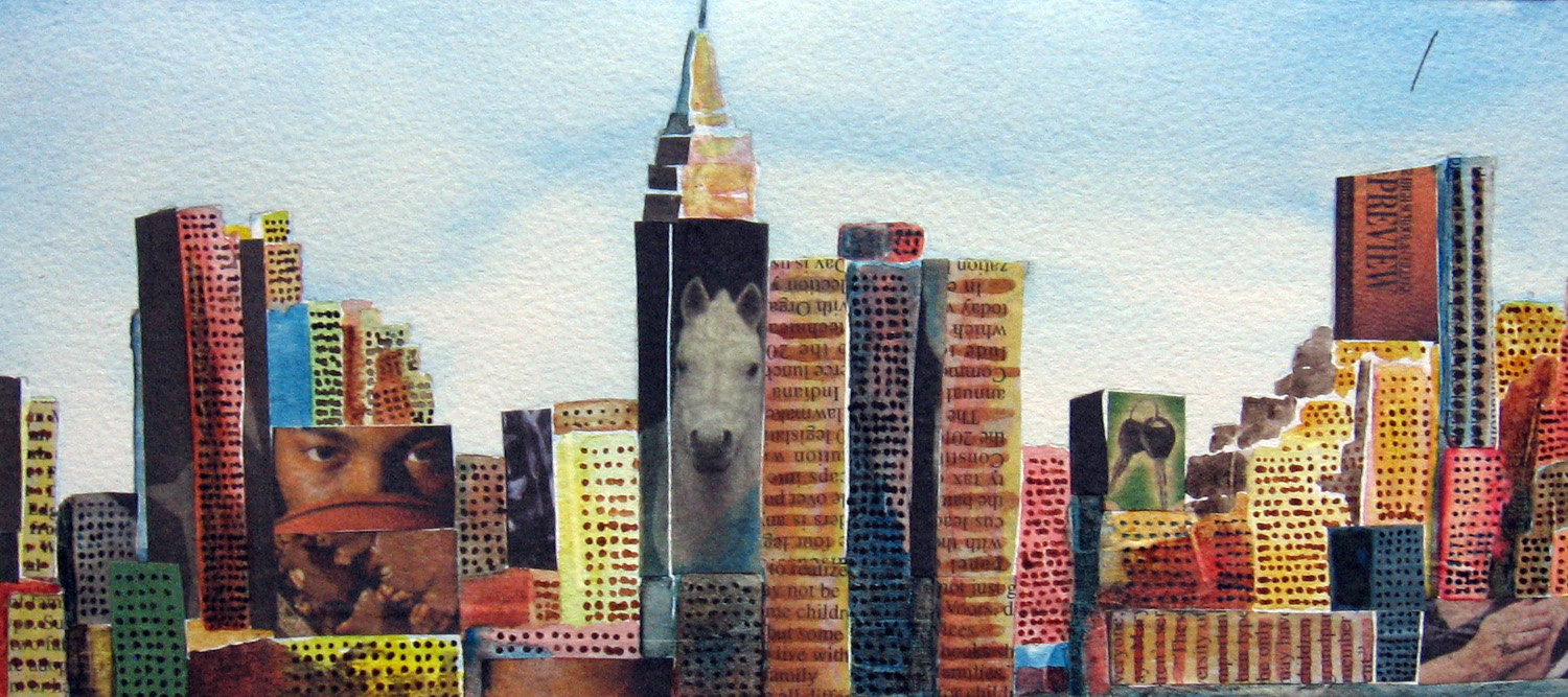 1500x667 New York Leslie White - New York Skyline Drawing Color