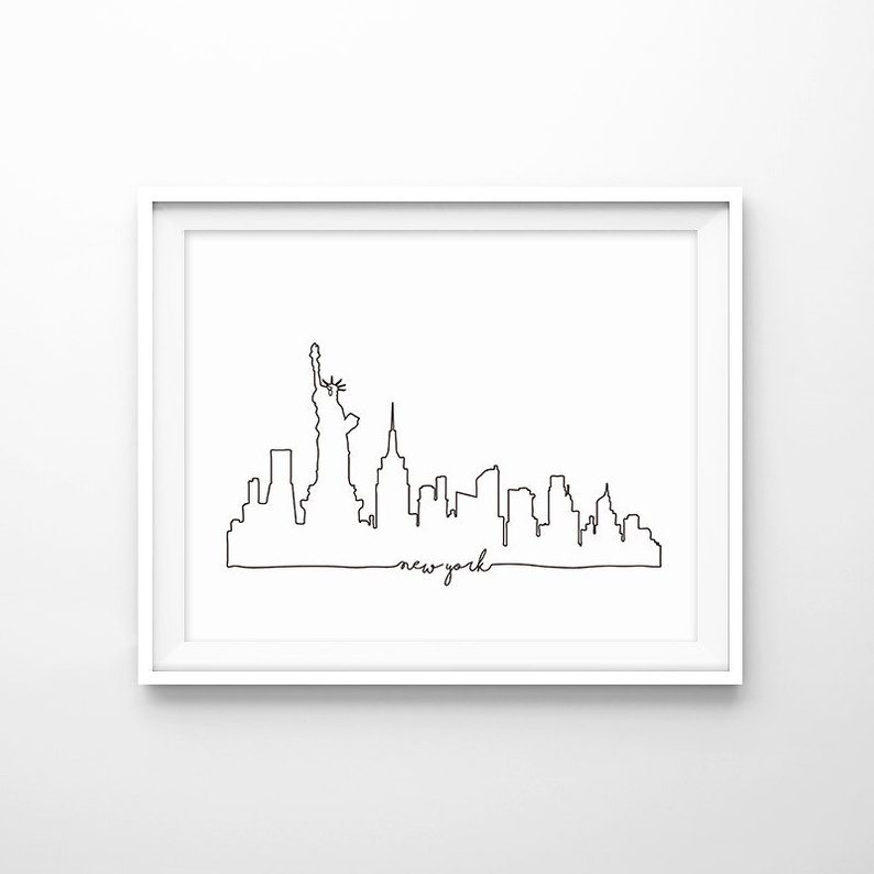 794x794 nyc skyline print new york city skyline outline poster city etsy - New York Skyline Drawing Outline