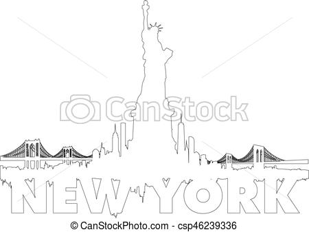 450x337 new york city skyline outline vector new york city skyline as - New York Skyline Drawing Outline