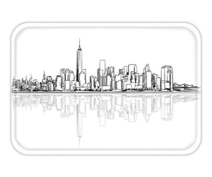 425x355 Beshowere Doormat New York City Outline Sketch - New York Skyline Drawing Outline