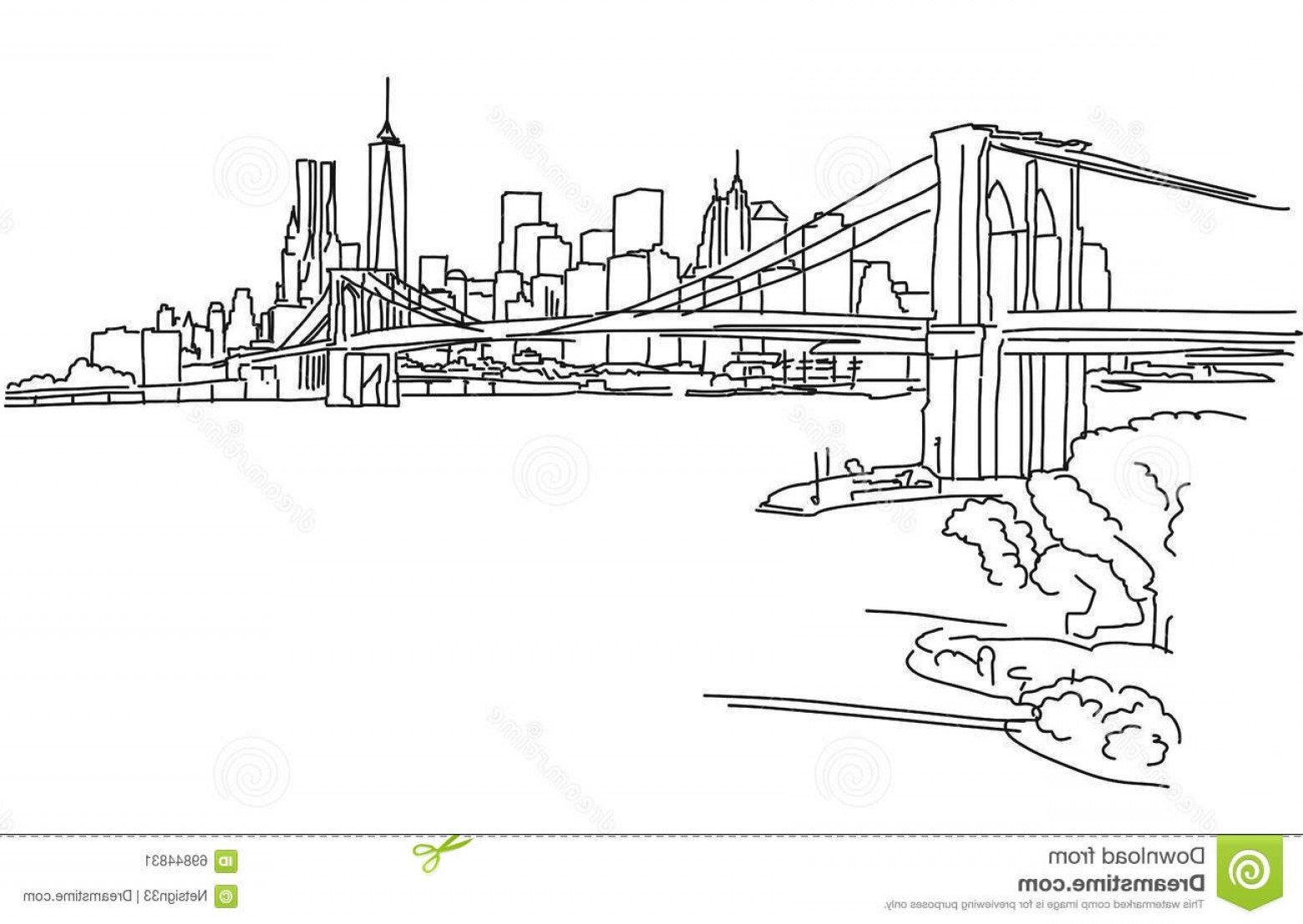 New York Skyline Drawing Outline at PaintingValley.com | Explore ...