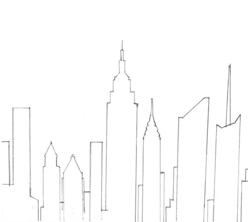 500x447 New York Skyline Silhouette - New York Skyline Drawing Outline