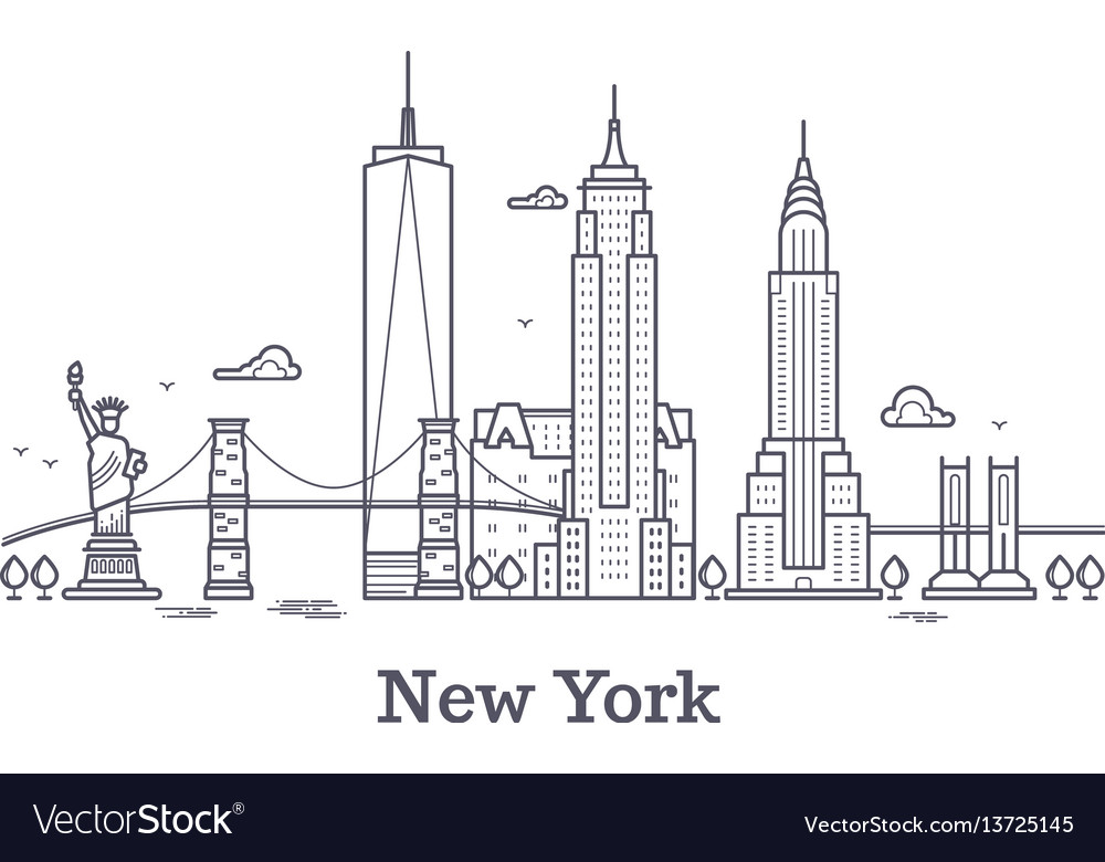 New York Skyline Drawing Outline At PaintingValley Explore 
