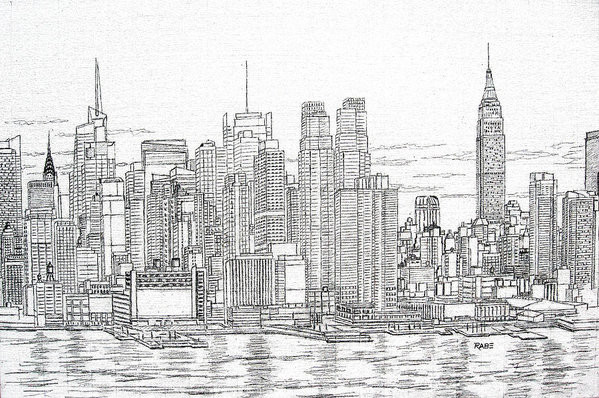 New York Skyline Line Drawing at PaintingValley.com | Explore ...