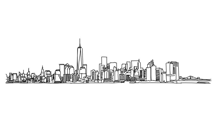 New York Skyline Line Drawing at PaintingValley.com | Explore ...