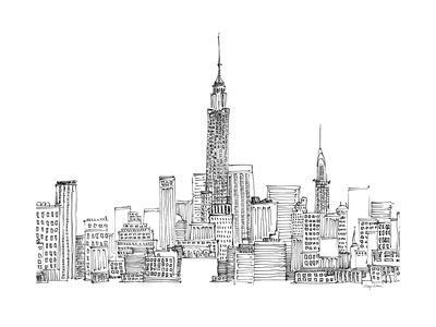 New York Skyline Line Drawing at PaintingValley.com | Explore ...