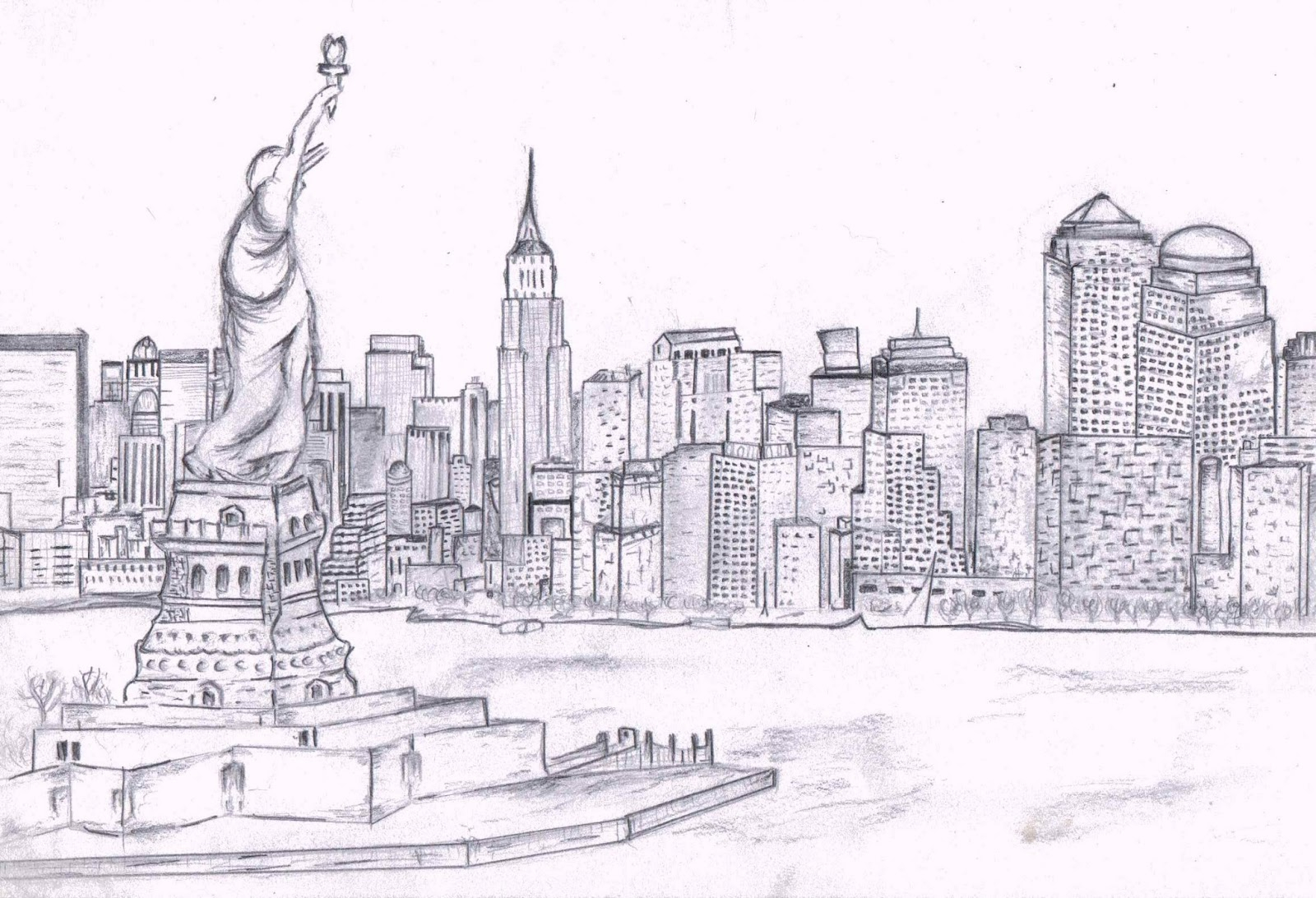 Sketch New York City Skyline Drawing - Shelly