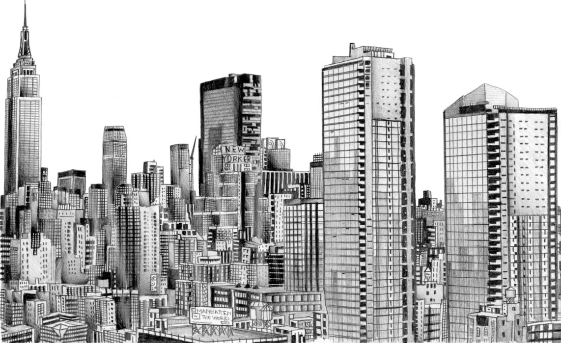 New York Skyline Pencil Drawing at Explore
