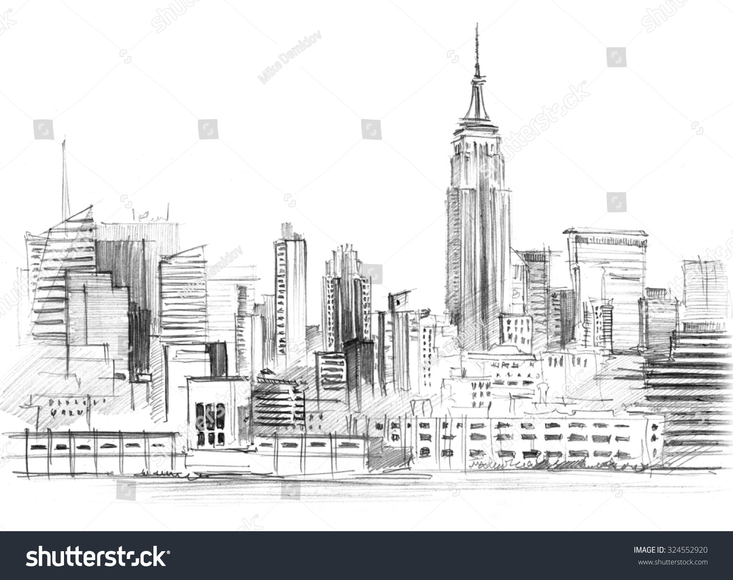 New York Skyline Pencil Drawing At Explore