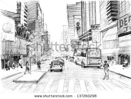 450x341 Photos City Pencil Drawing - New York Skyline Pencil Drawing
