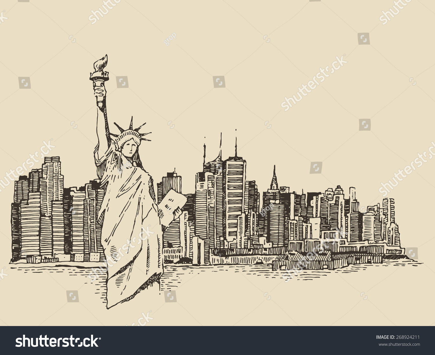 1500x1225 Statue Of Liberty Pencil Drawing Sketch Impressive Free Download - New York Skyline Pencil Drawing