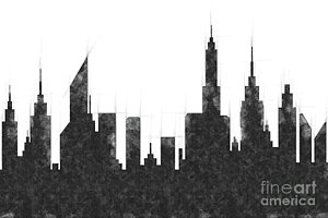 300x200 Abstract Pencil Drawing Art - New York Skyline Pencil Drawing