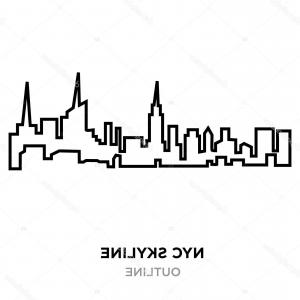 300x300 drawing of nyc skyline new york city vector drawing sketch stock - New York Skyline Silhouette Drawing
