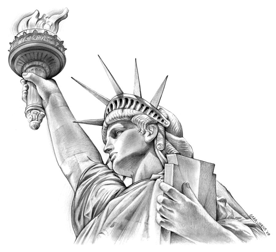 New York Statue Of Liberty Drawing Easy Rectangle Circle