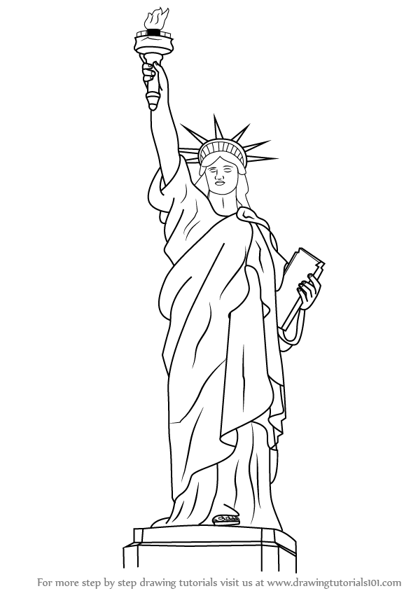 597x844 learn how to draw statue of liberty - New York Statue Of Liberty Drawing
