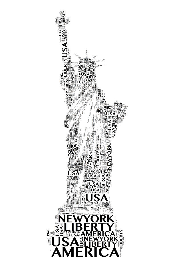 599x900 new york lady liberty words digital art - New York Statue Of Liberty Drawing
