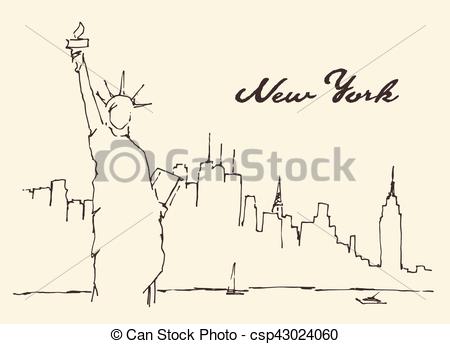 450x344 new york city statue liberty vector drawn new york city - New York Statue Of Liberty Drawing