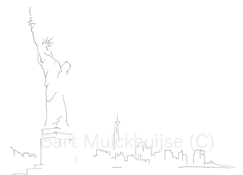 830x600 Print Download - New York Statue Of Liberty Drawing