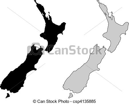 450x365 new zealand map black and white mercator projection - New Zealand Drawing