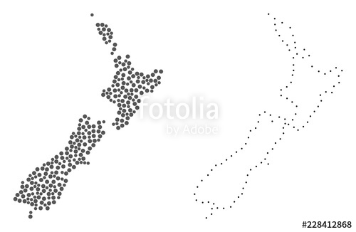 500x326 dotted and frame map of new zealand composed with dots vector - New Zealand Map Drawing