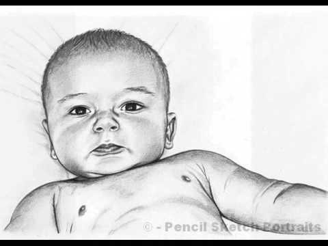 480x360 newborn baby portraits for sale or commission pencil sketch - Newborn Baby Drawing