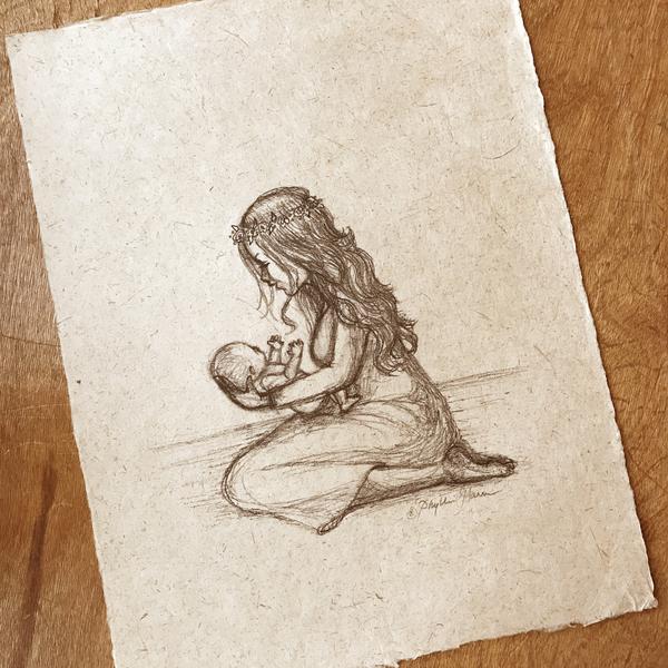 600x600 newborn baby and mother - Newborn Baby Drawing