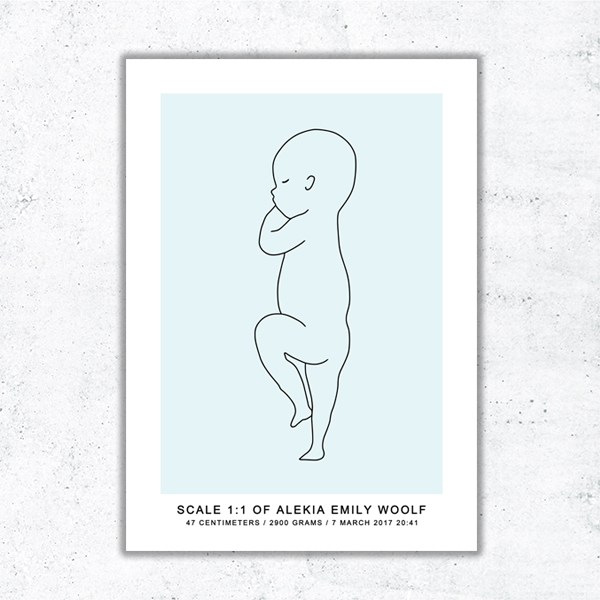 600x600 personalized newborn drawing in scale - Newborn Drawing