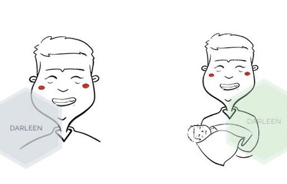 570x365 custom newborn baby family portrait black and white comic etsy - Newborn Drawing