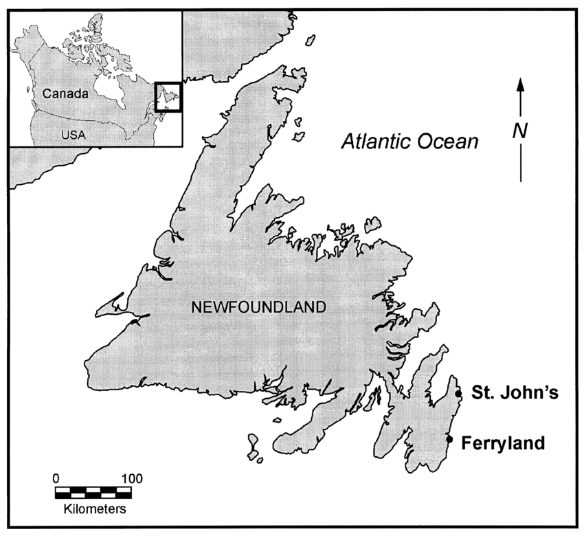 850x780 location of ferryland, newfoundland - Newfoundland Drawing