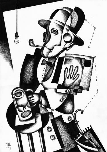 375x533 man with a newspaper drawing - Newspaper Drawing
