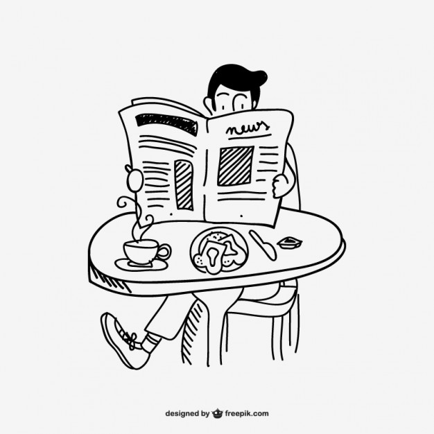 626x626 man reading newspaper drawing vector free download - Newspaper Drawing