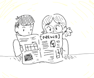 300x250 boy and girl reading newspaper drawing - Newspaper Drawing