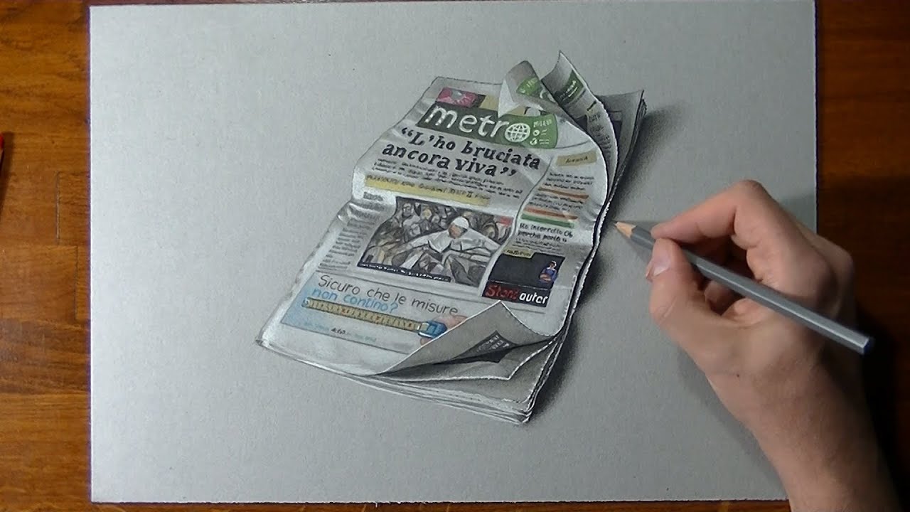 1280x720 crazy realistic drawing metro newspaper - Newspaper Drawing