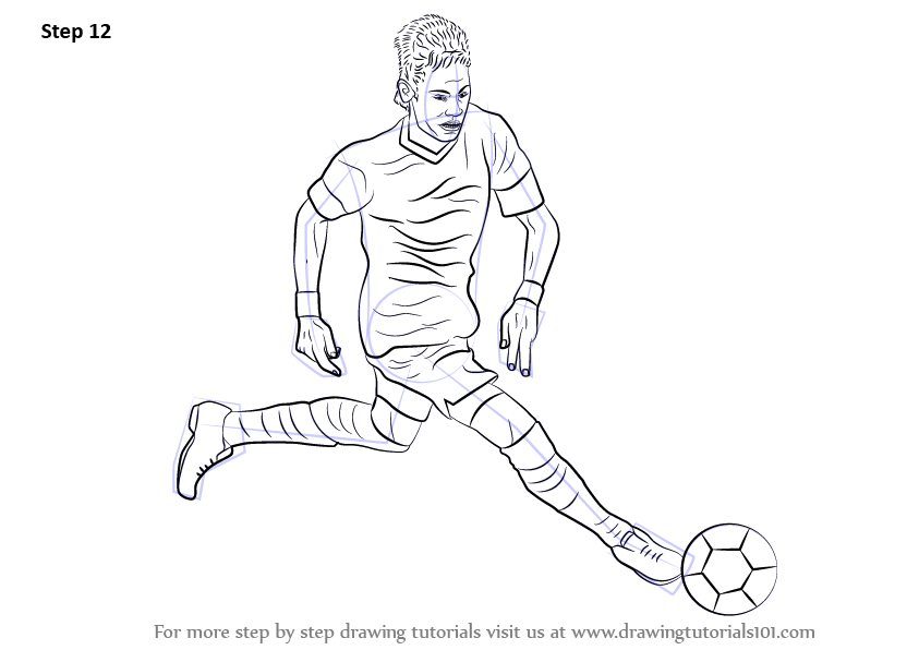 843x596 learn how to draw neymar - Neymar Drawing