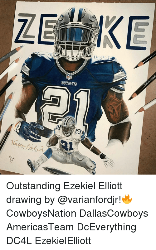 500x802 a r t i s t pa i n t or nfl cowboys outstanding ezekiel elliott - Nfl Drawings