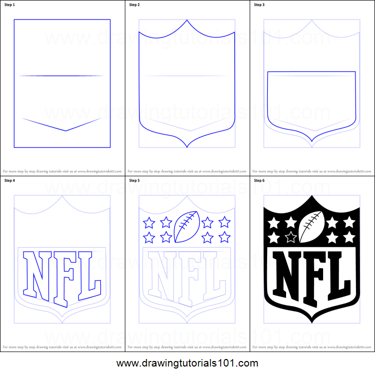751x755 how to draw nfl logo printable step - Nfl Logo Drawing