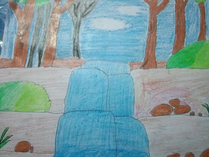 670x503 how to draw a waterfall - Niagara Falls Drawing For Kids
