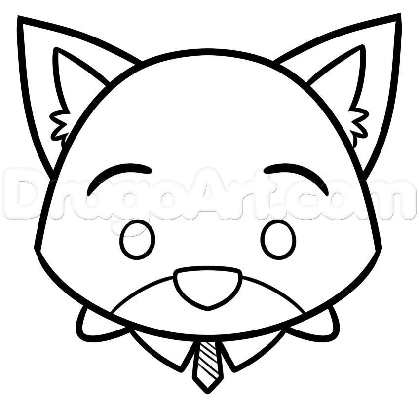 849x817 step tsum tsum nick wilde drawing lesson - Nick Drawing