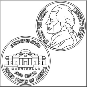 304x304 nickel black and white clipart - Nickel Drawing