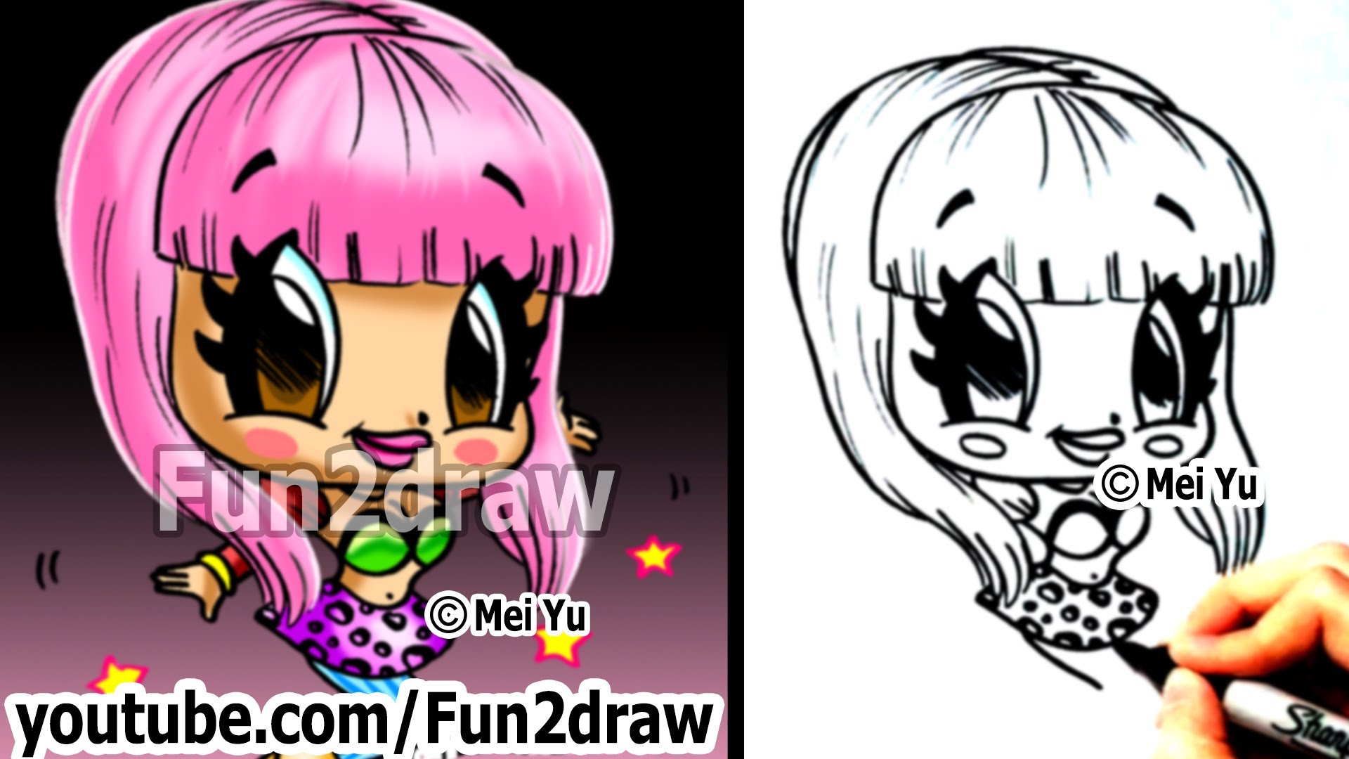 1920x1080 Nicki Minaj Chibi Drawing Tutorial Cute Easy Cartoon Drawing - Nicki Minaj Cartoon Drawing