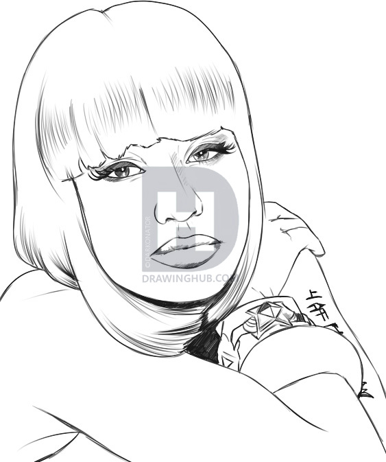 563x673 How To Draw Nicki Minaj, Step - Nicki Minaj Drawing