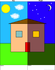 177x226 draw day and night drawing and writing prompts to print - Night And Day Drawing