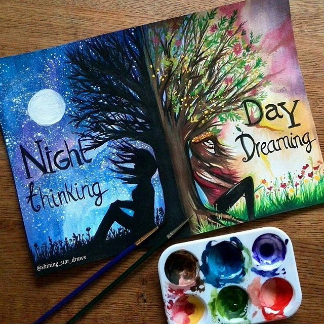 640x640 awesome tree painting idea! are you a night thinker of day dreamer - Night And Day Drawing