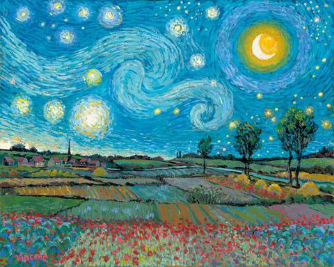 480x384 buy john myatt starry night with new day drawing - Night And Day Drawing